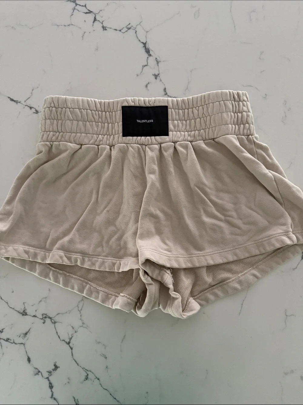 TALENTLESS Women's High-Rise Cream Athletic Lounge Shorts